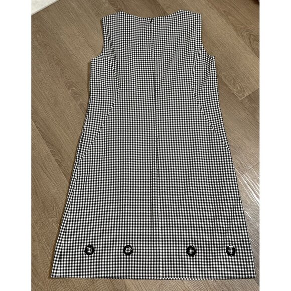 Tahari Black & White Gingham Sleeveless Dress w/Decoration at Hem Sz 6 * Classic - Picture 5 of 10